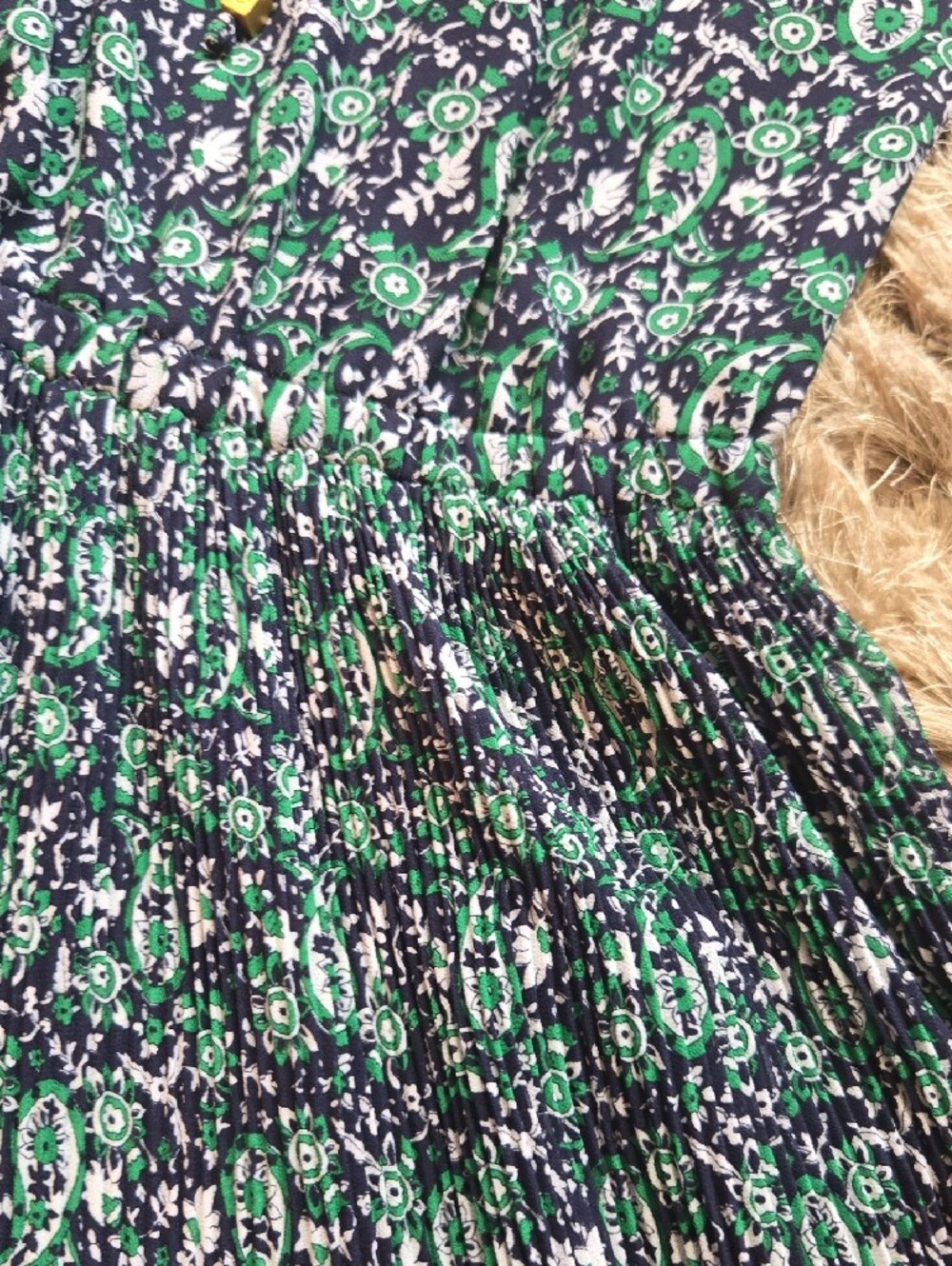 Michael Kors Paisley Floral Long-Sleeve Pleated Waist Dress - Picture 10 of 15